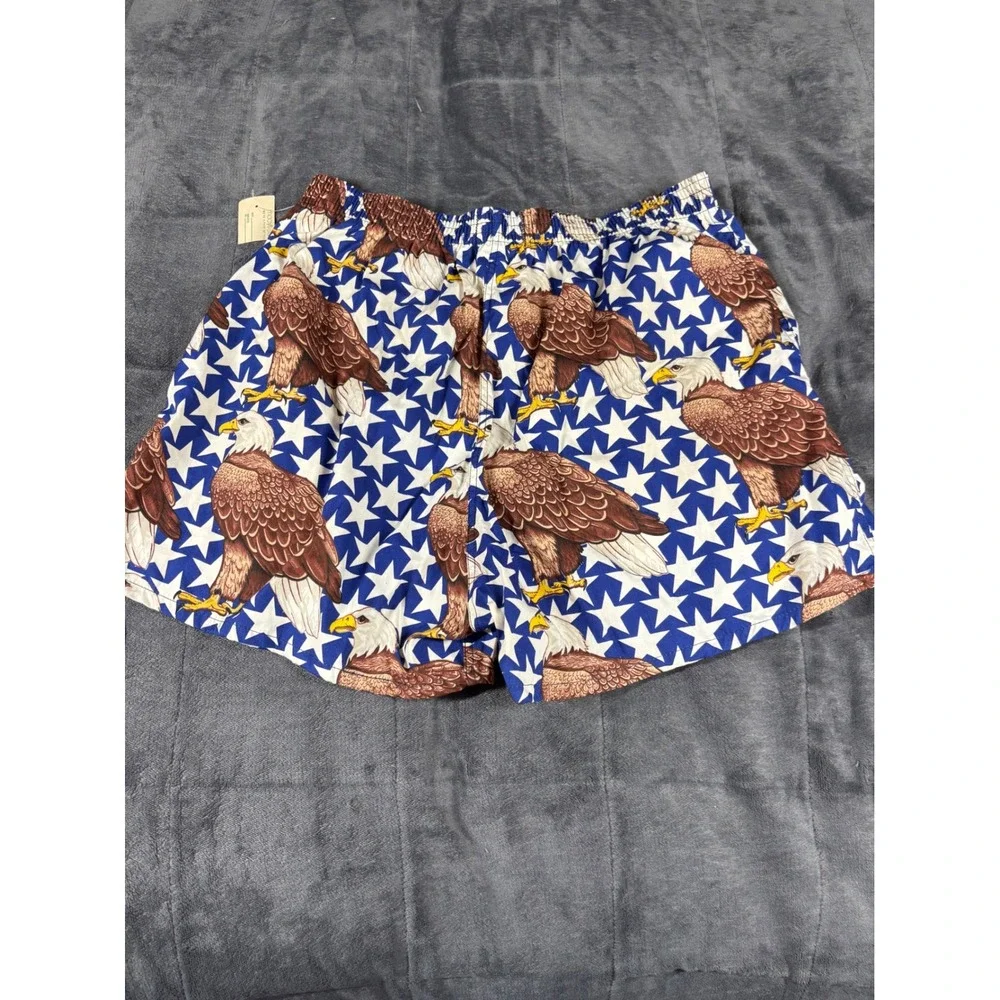 Vintage Joe Boxer Mens XL Patriotic Bald Eagle Stars Cotton Boxers Made in USA